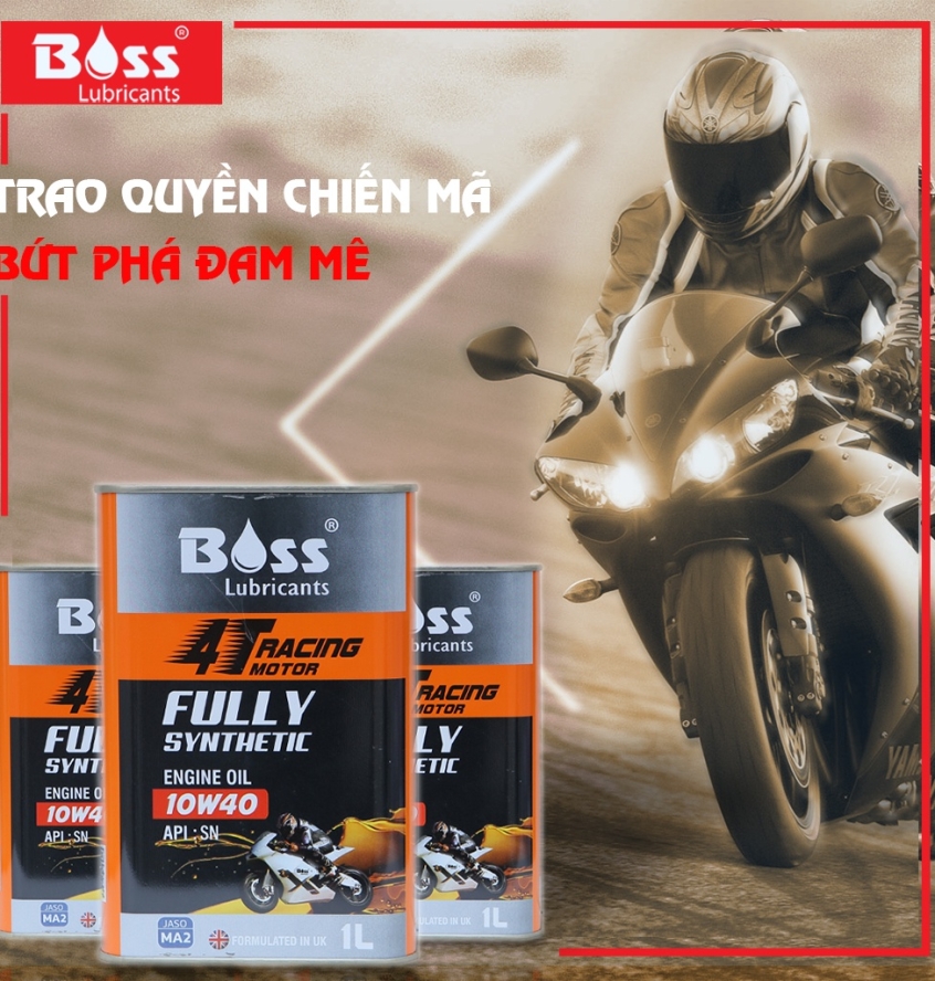 THÙNG Nhớt  BOSS RACING Motor 4T 10W40 MA2 1000ml - Fully Synthetic LUBRICANTS