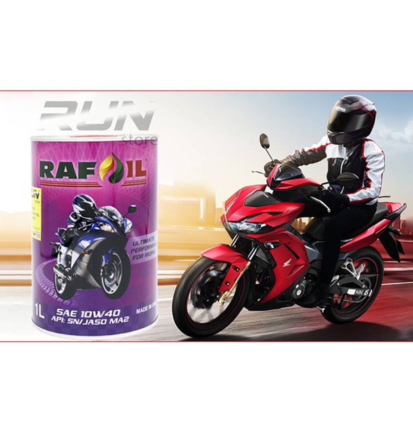 THÙNG Nhớt Tổng Hợp Toàn Phần RAFOIL 10w40 1000ml – Made In UAE - Nhớt Dùng Cho Xe Số, Côn Tay