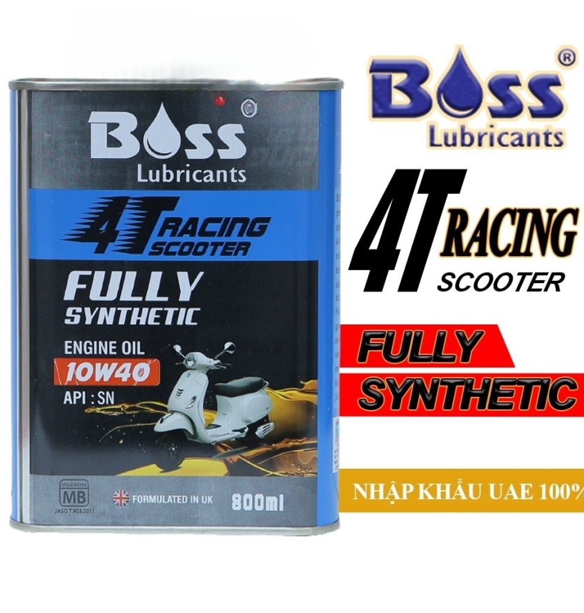 THÙNG Nhớt TỔNG HỢP XE TAY GA BOSS RACING Scooter 4T 10W40 Fully Synthetic 800ml - nhớt xe tay ga