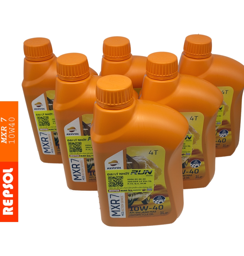 THÙNG Nhớt REPSOL MXR 7 10W40 1000ml  X 12 CHAI - JASO MA2 API SN - Dành Cho Xe số, côn tay - Made in Indonesia