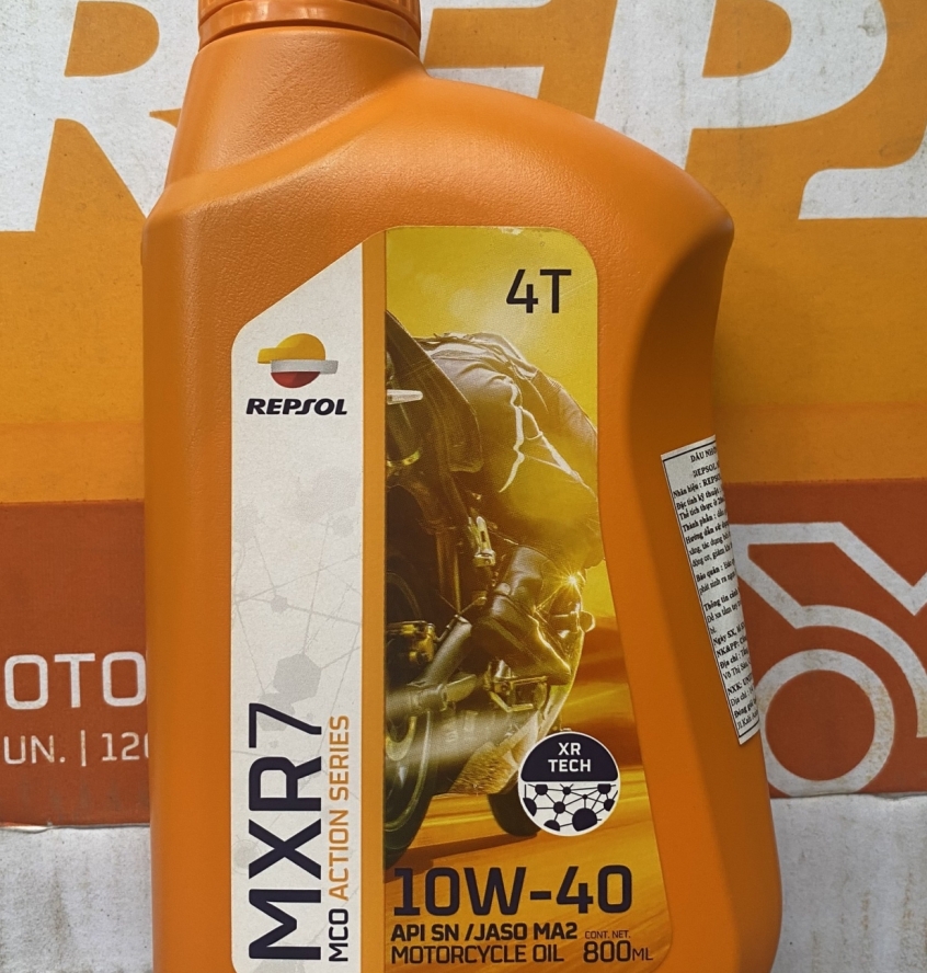 THÙNG Nhớt REPSOL MXR 7 10W40 800ml X 12 CHAI - JASO MA2 API SN - Dành Cho Xe số, côn tay - Made in Indonesia
