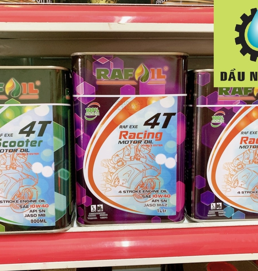 THÙNG Nhớt Rafoil Racing 10W40 MA2 (800ML) Double Ester dành cho xe tay ga, xe số côn tay. Mẫu mới 2023 (LON VUÔNG)