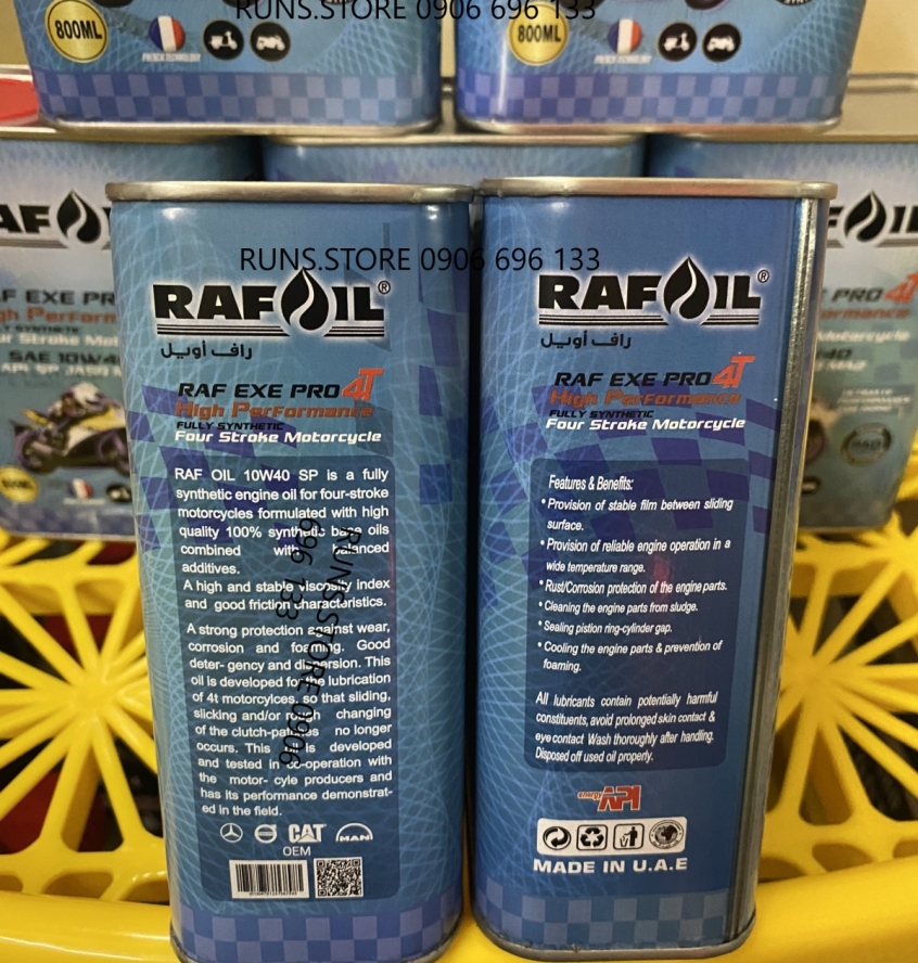 THÙNG Nhớt tổng hợp Rafoil PRO High Performance 10W40 API: SP JASO MA2 1000ML  xe tay ga, xe số côn tay. Nhập khẩu U.A.E