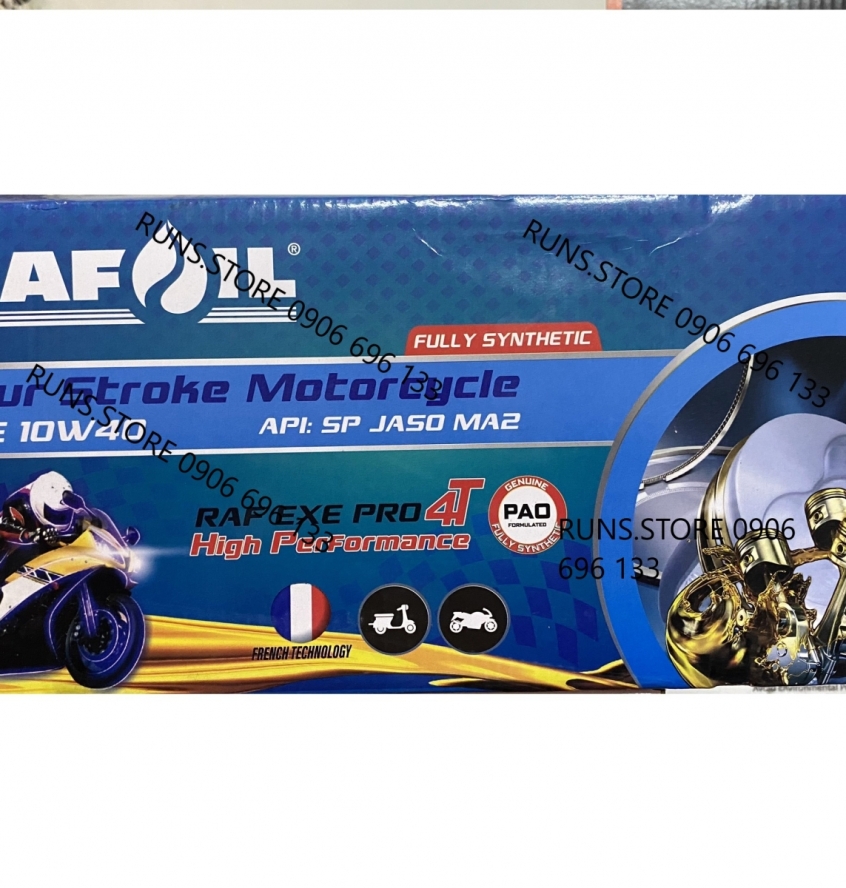 THÙNG Nhớt tổng hợp Rafoil PRO High Performance 10W40 API: SP JASO MA2 1000ML  xe tay ga, xe số côn tay. Nhập khẩu U.A.E