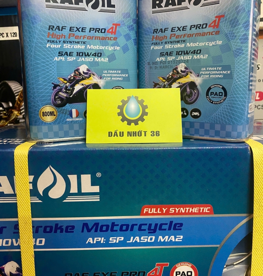 THÙNG Nhớt tổng hợp Rafoil PRO High Performance 10W40 API: SP JASO MA2 800ML  xe tay ga, xe số côn tay. Nhập khẩu UAE